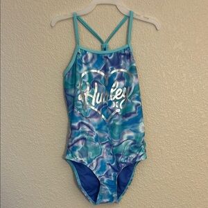 Hurley Blue and White One Piece Swimsuit